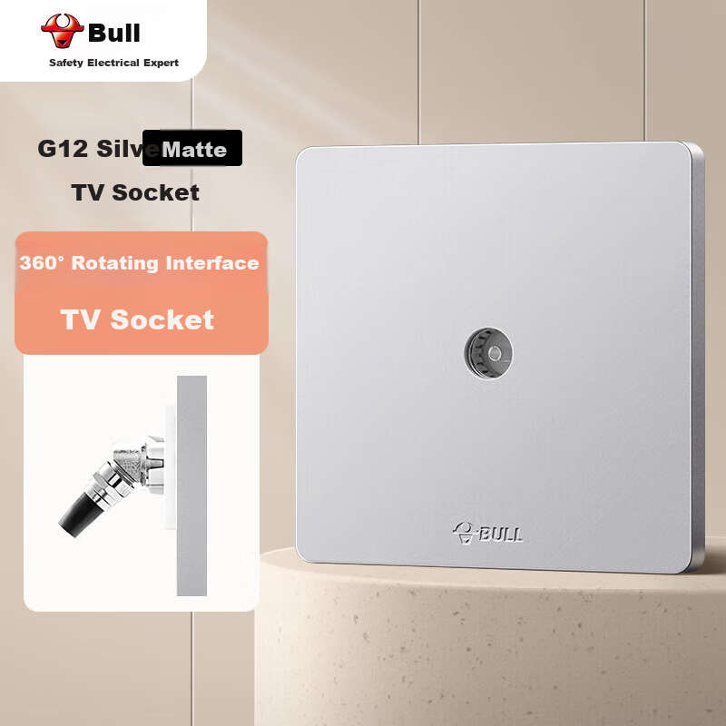 BULL Wall Socket G12 Series Single TV Socket, 86-Type Panel, G12T103 Cream-Colored Space Silver