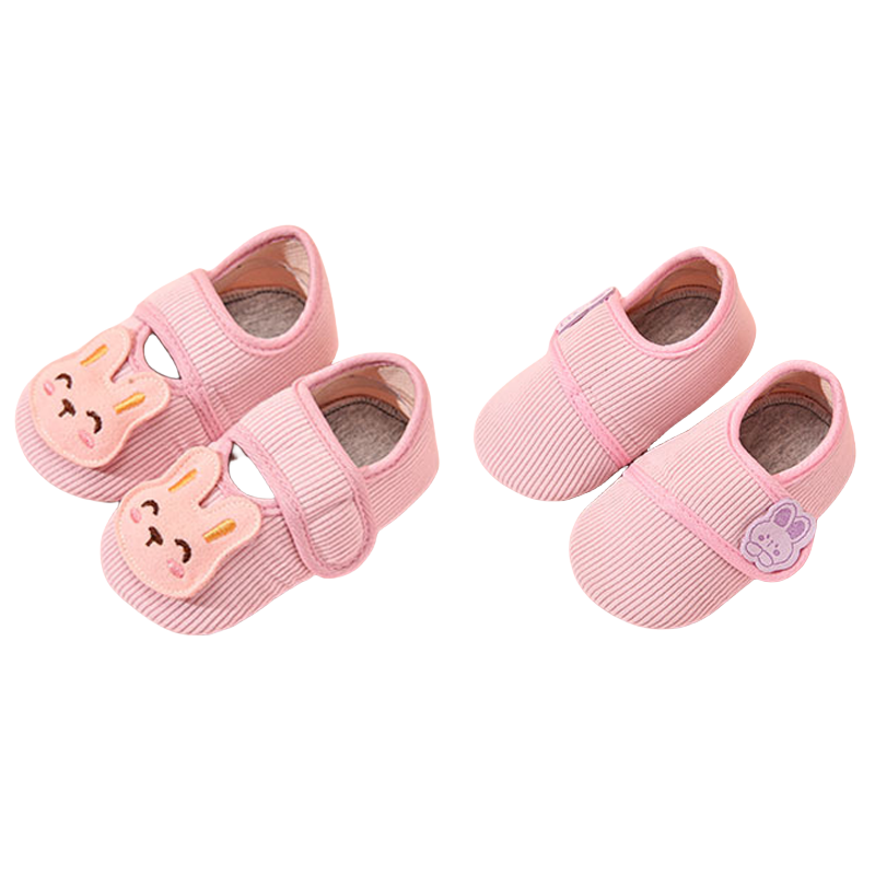 Babyprints Toddler Socks, 2 Pairs, Spring And Autumn Indoor Floor Socks, Insulating Early Education Sock Set, Pre-Walking Children's Soft-Soled Socks, Pink M
