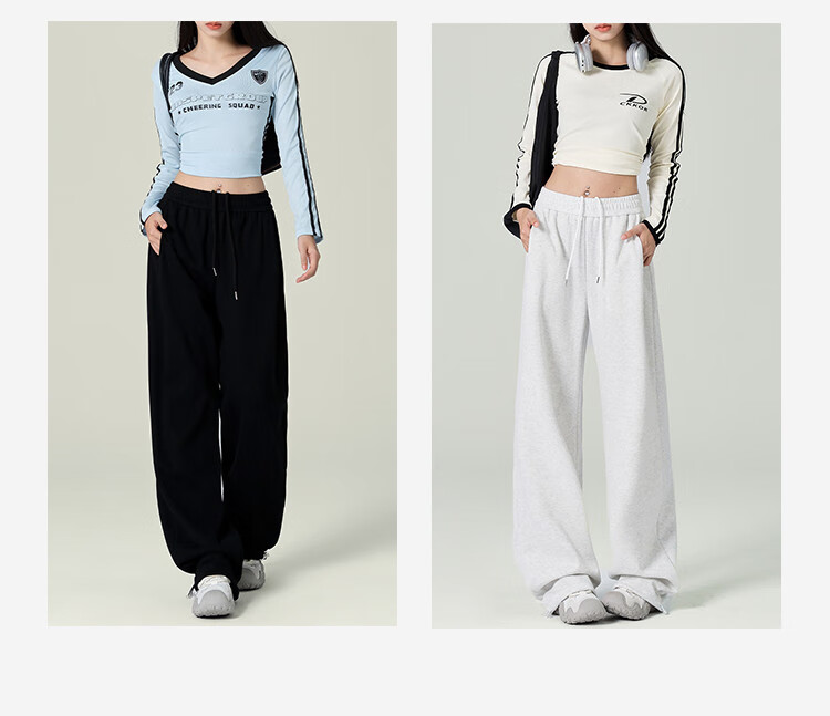 Yipintiancheng 2025 Autumn Straight-Leg Wide-Leg Casual Pants, Women's Knitted Sweatpants, High-End Loose-Fitting Slimming Joggers 1