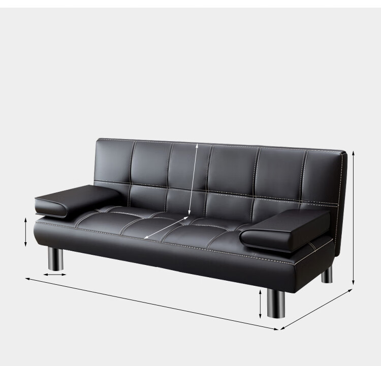 Huakaizhixing Sofa Bed, Dual-Purpose Folding Sofa, Multifunctional Small Apartment Two-Seater Leather Sofa, HKS10 Black Leather 9
