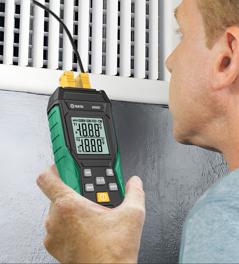 SATA K-Type Thermocouple Thermometer High-Precision Contact Temperature Meter Dual-Channel Water Temperature Tester D05926 15