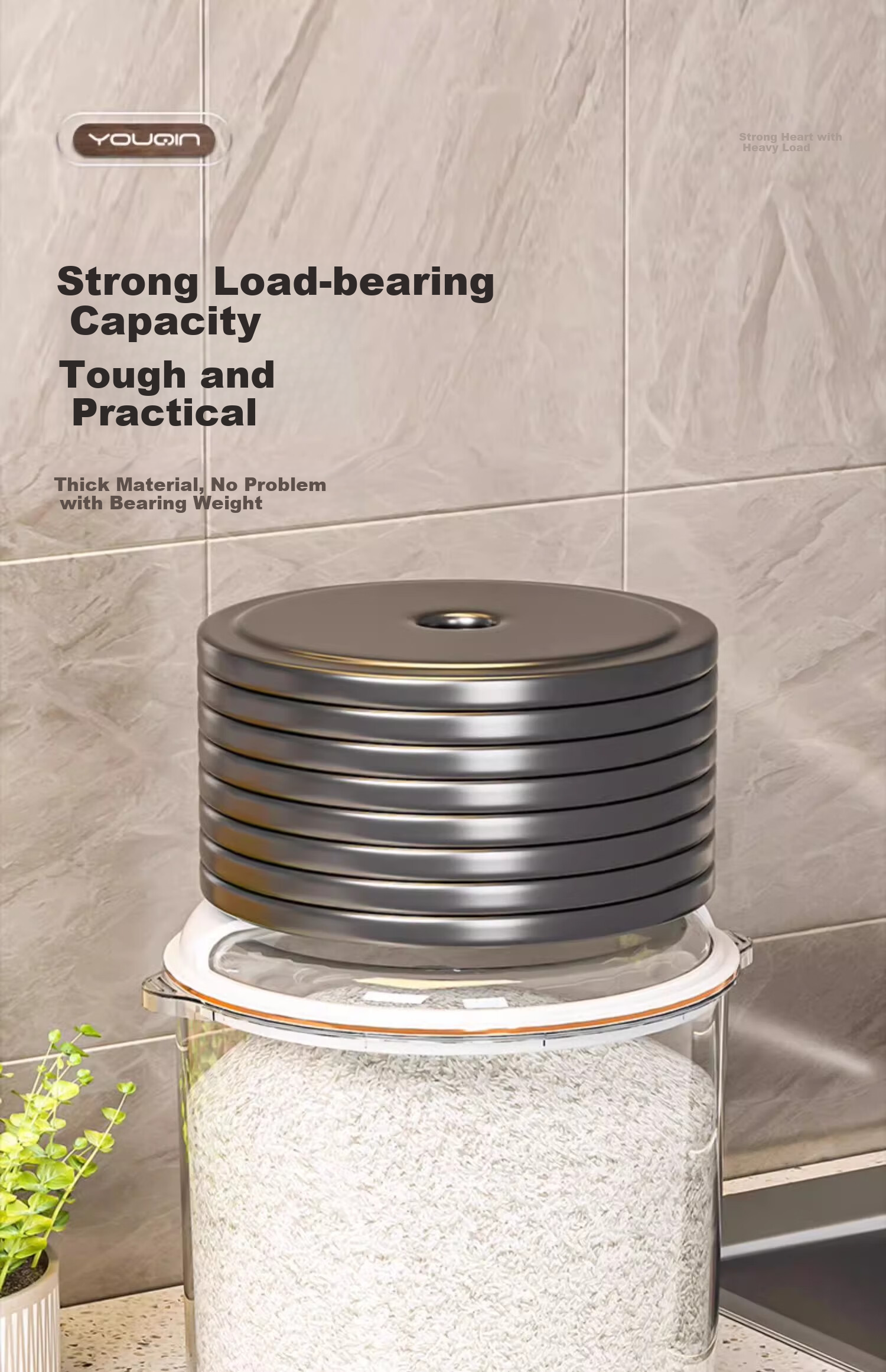 YOUQIN Rice Storage Container, Household Insect-Proof And Moisture-Proof Sealed Rice Bin, Food-Grade Rice Storage Box, Flour Storage Jar 16