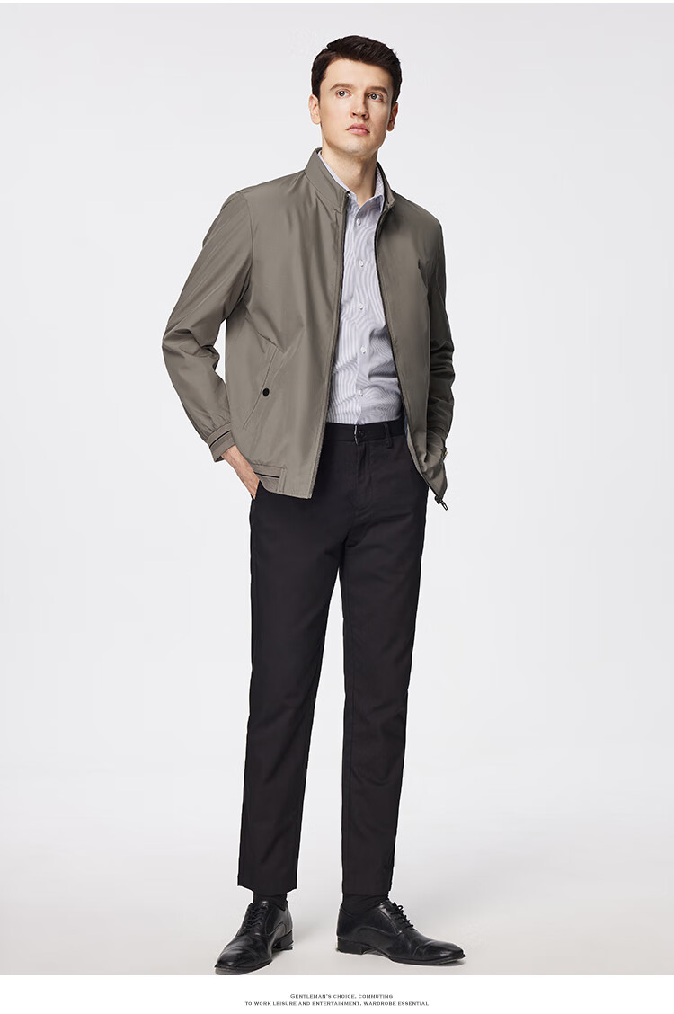 FIRS [Exquisite Embroidered Logo] Men's Jacket, Autumn Business Casual Light Luxury Coffee-Colored Stand-Up Collar Cardigan Menswear 8