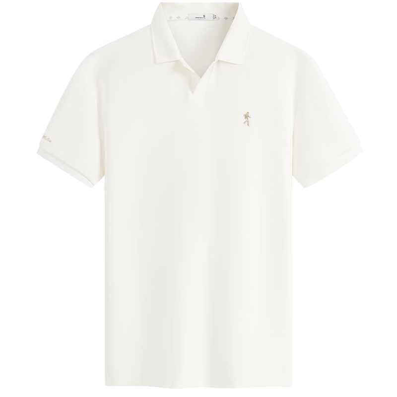 DANCING WOLVES [7A Antibacterial 2A Anti-Mite] Fashionable V-Neck Cool Breathable Men's Short Sleeve POLO 801 Off-White S(165)