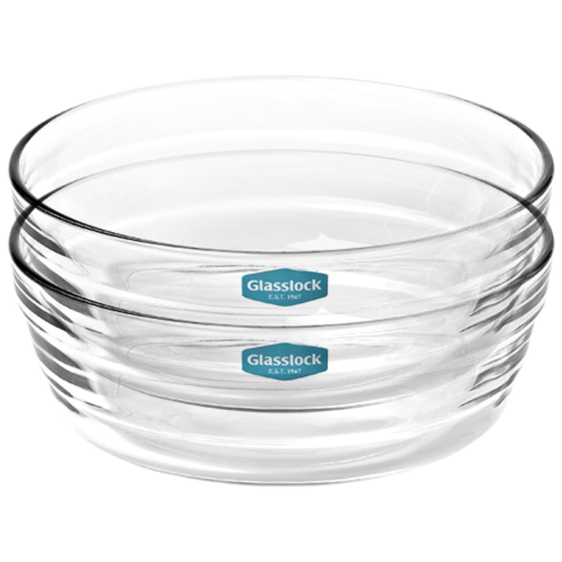 GLASSLOCK Glass Bowls for Home Use, Noodle Bowls, Steamed Egg Bowls, Microwave-Safe, Heat-Resistant, Thickened Glass Soup Bowls And Salad Bowls, 650ml, Set of 2