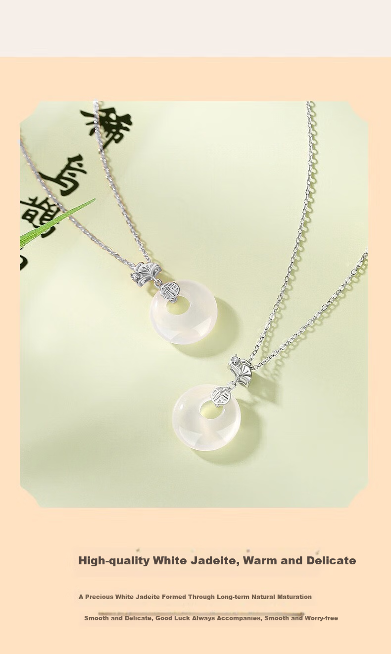 ALLOVE Three Lives with Apricot Pure Silver Necklace for Women, 2026 New Style Peace Buckle Pendant, Birthday Gift for Girlfriend Or Wife 1