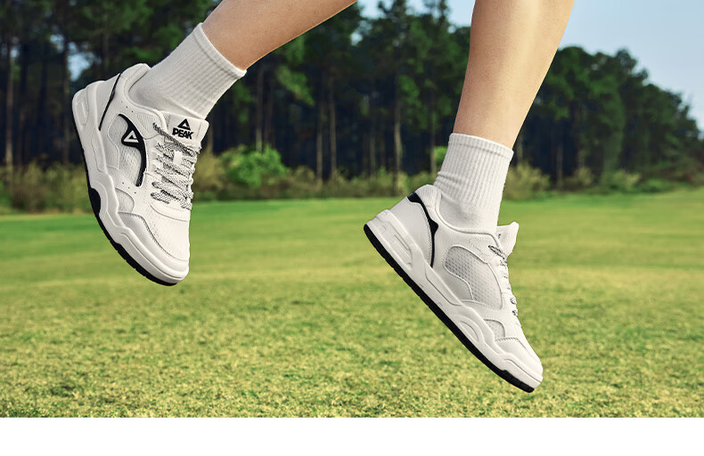 PEAK Taiji White Sneakers for Women, Summer Mesh Breathable Wear-Resistant Versatile Casual Shoes, Thick-Soled Height-Increasing Sports Shoes DB520118 23