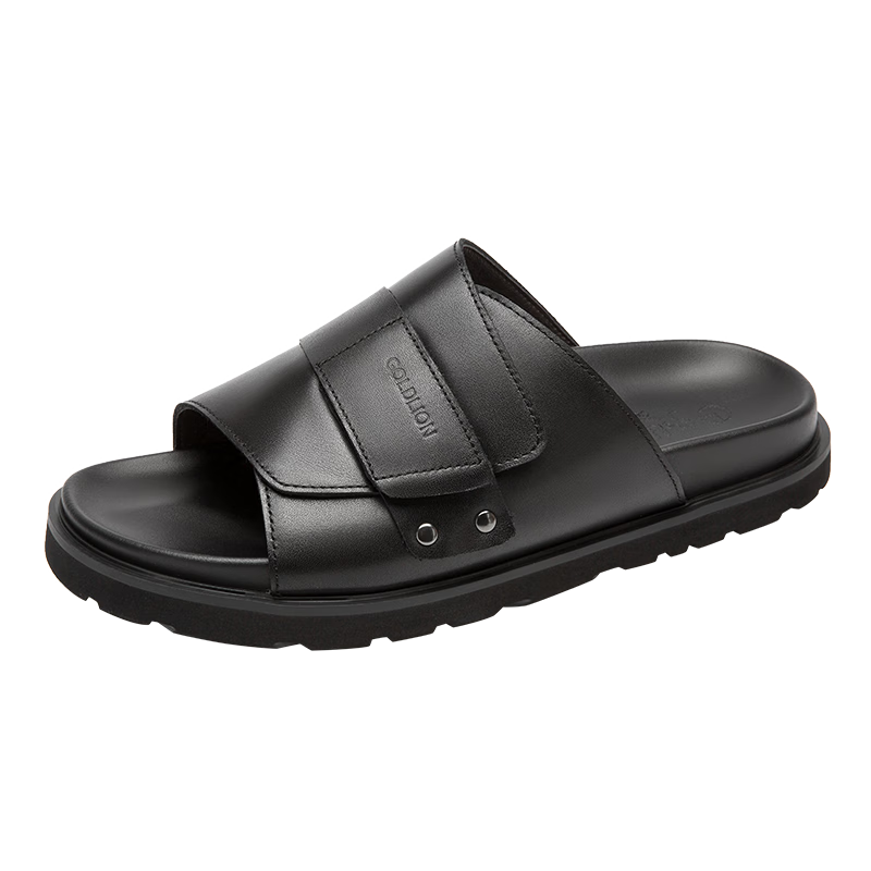 Goldlion Men's Summer Wearable Slippers Men's Velcro Sandals G542520008AAF Black 41