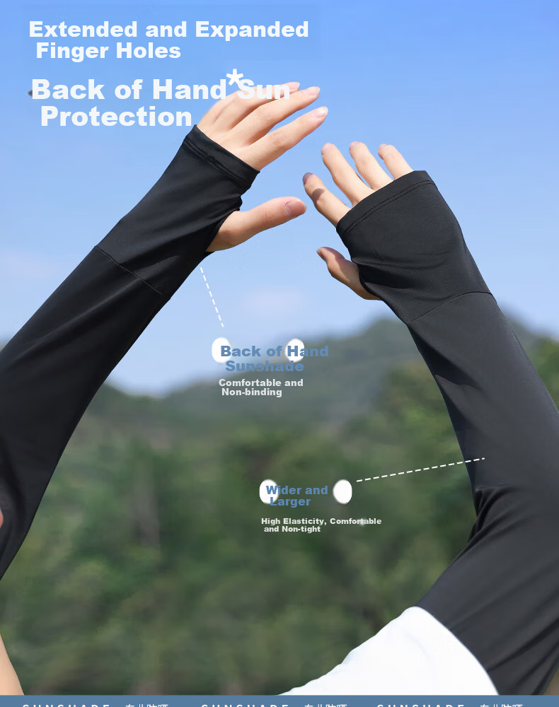 Xinggongguan Ice Sleeves, Men's Summer Loose Arm Sleeves, UV Protection, Ice Silk Cool Feeling Sun Protection Gloves, Outdoor Fishing Arm Sleeves for Wome 9