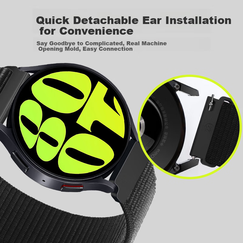 Ремешок Freeson из нейлоновой сетки для Samsung Galaxy Watch 7/6/5/5 Pro/4/3/Classic/Active/Gear, дышащий сменный браслет, 20 мм, черный
