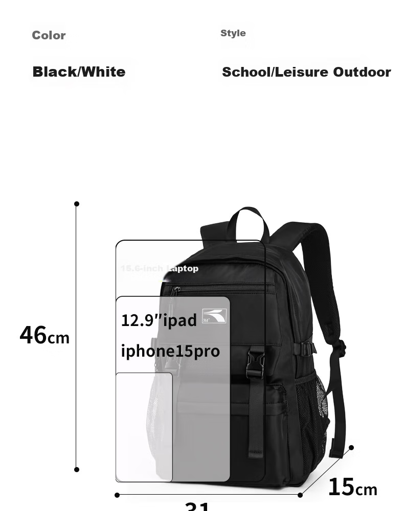 361° Backpack for Men And Women, Large Capacity Business Travel Backpack, Lightweight Water-Resistant School Bag for Middle And High School Students, Black 11