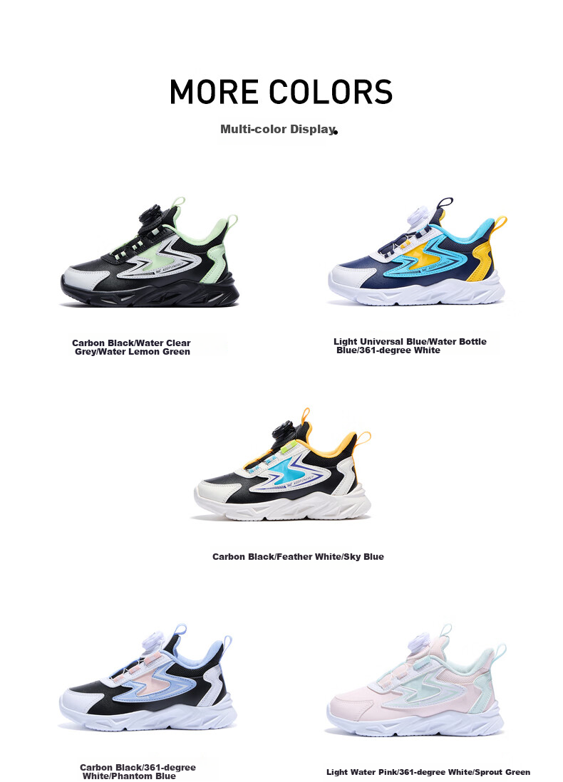 361° Children's Running Shoes, Autumn And Winter, for Boys And Girls Aged 3-14, Shock-Absorbing, Rotary Buckle, Leather Upper Sneakers, Black, Size 36 18