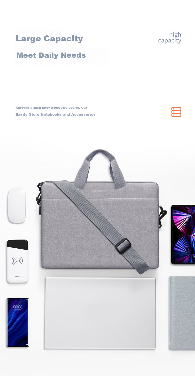BUBM Laptop Bag for Men, Handheld Briefcase Suitable for 14-Inch Apple And Huawei Laptops, Business Travel Inner Sleeve, Upgraded Thickened, Gray, 13-14 Inches 3