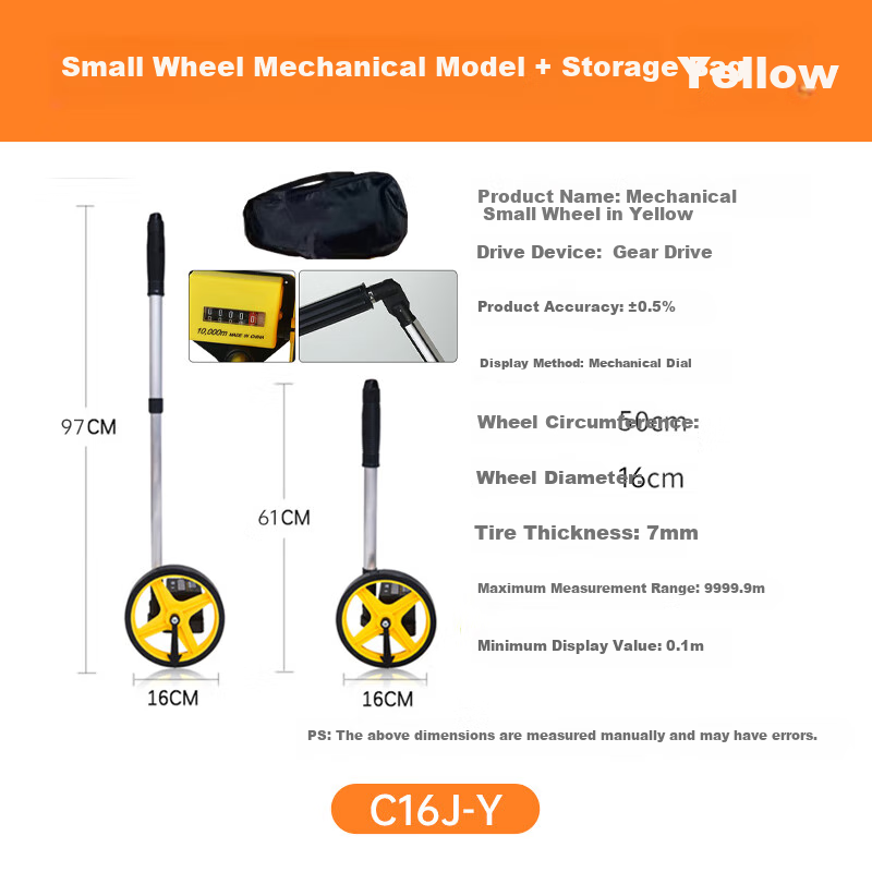 HITECH PRO Distance Measuring Wheel Digital Small Wheel with Storage Bag Outdoor Measuring Wheel