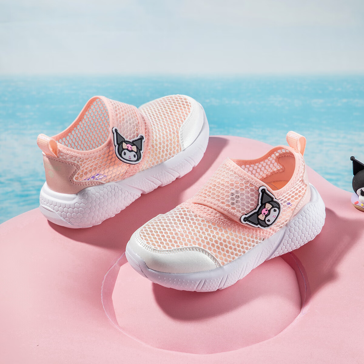 Hello Kitty Girls' Sports Shoes Summer Breathable Mesh Cute Kuromi Lightweight Casual White Sneakers for Kids