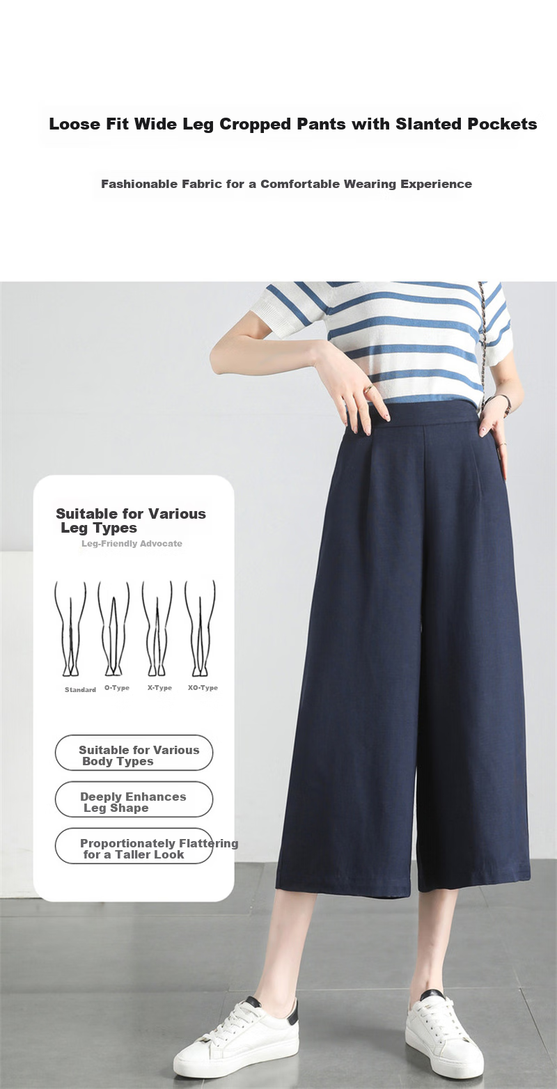 Dme [Sea Salt Mint] Summer Loose-Fitting Commuter Slimming Wide-Leg Cropped Casual Pants 5