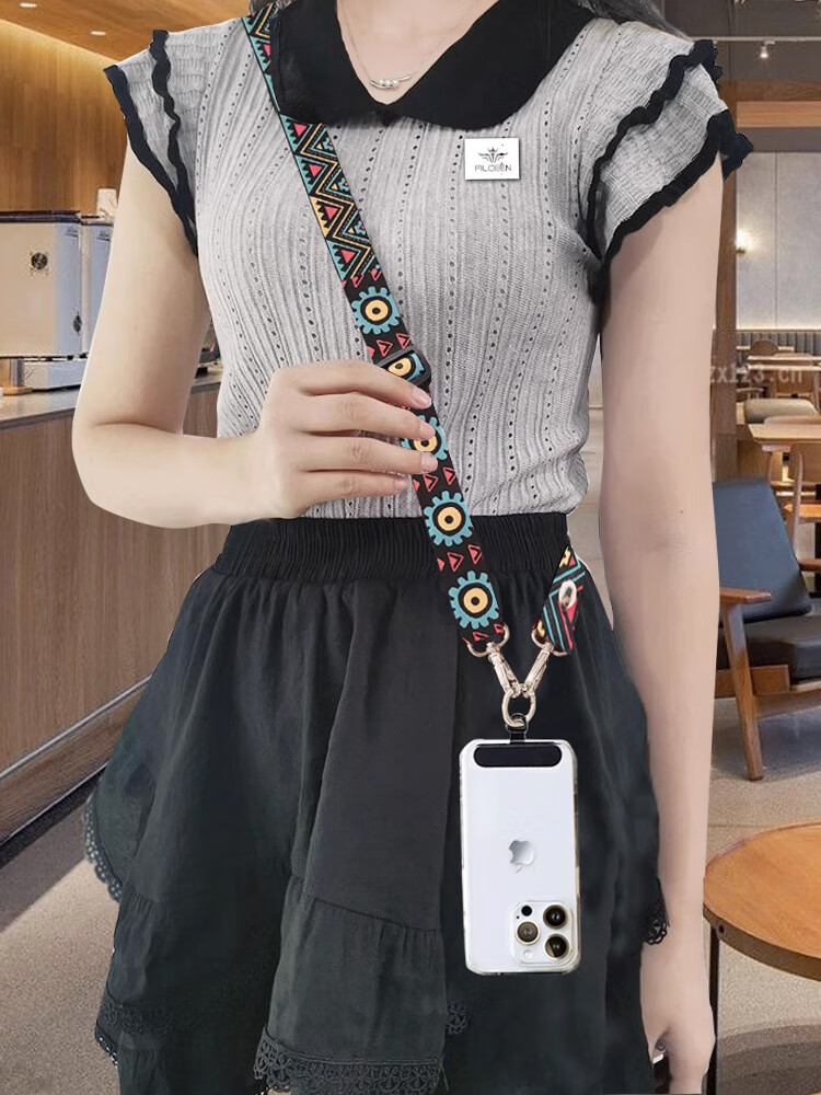 Dipuer Phone Strap, Neck Strap, Crossbody Strap, Vintage Phone Strap, Phone Case Pad, Clip, Anti-Loss Strap, Neck Strap Patch, Anti-Theft Strap [Beilu Qinglan] 13
