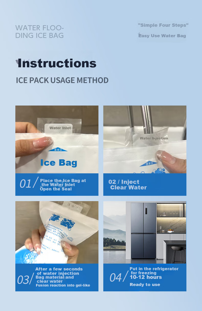 Gongbaili Ice Pack, Water-Filled Thickened Insulated Cold Chain Fresh-Keeping Express Delivery Seafood Thickened Cooling Reusable Ice Pack, 200ML (100 Pieces) 4