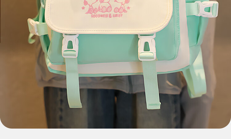 SNOOPY Painful Bag Ins Middle School High School Student Backpack for Girls, Cute Versatile Large Capacity Shoulder Bag Backpack Blue 12
