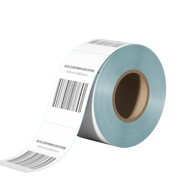 Deli 40*80mm, 400 Sheets*72 Rolls, Mint Sea Triple-Protection Thermal Label Paper, Milk Tea Clothing Self-Adhesive Printing Paper, ZG171 [Compatible with 3-Inch Label Machines 720C Etc.]