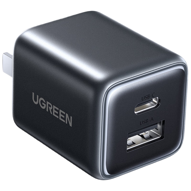 UGREEN 20W Dual-Port GaN Charger, Multi-Port Fast Charging Adapter, Compatible with Apple IPhone 17/16/15/Pro Max/Air, Huawei, Xiaomi Phones, USB/Type-C Plug