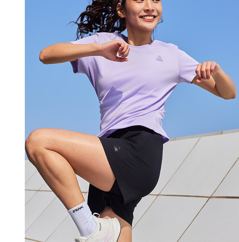 PEAK Quick-Dry Sports Set for Men, Summer Running Casual Badminton Outfit, Breathable Two-Piece Short-Sleeve Shorts for Men DF152001 40