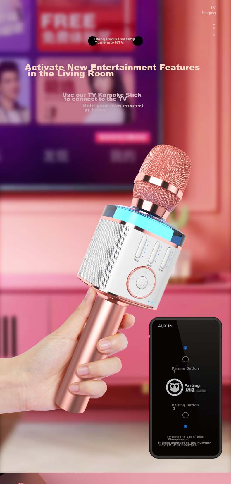Hifier Wireless Bluetooth Microphone Speaker All-In Mobile Ai Voice Tuning Home KTV Indoor Outdoor Karaoke Live Streaming Host Portable Microphone Long Battery Life Live Streaming Device X9 7