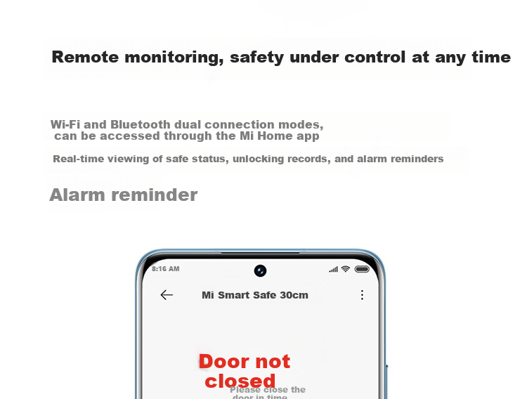 MIJIA Smart Safe Box, 30CM, Fingerprint Password, 6 Unlocking Methods, Office And Home Safekeeping Cabinet, Confidential Box 9