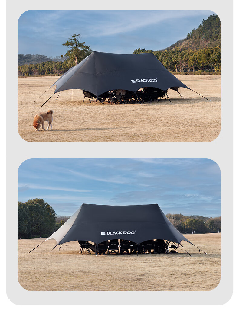 Black Dog Black Vinyl Canopy Outdoor Camping Tent Sunshade Extra Large 80㎡ Sunshade Area Night Black 17