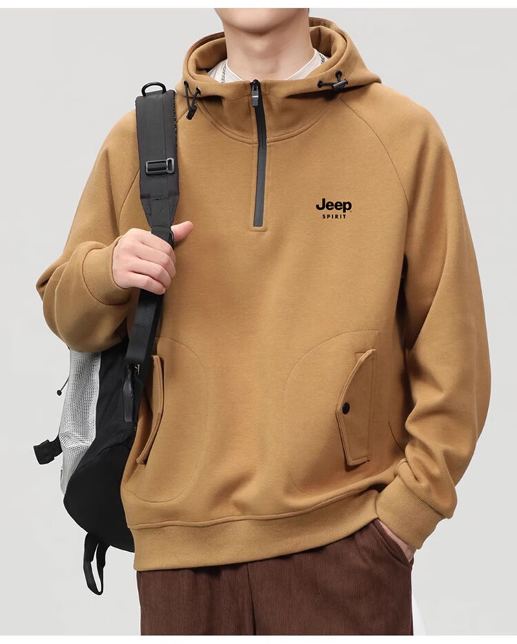 JEEP SPIRIT Men's Hoodie Jacket, Autumn Long-Sleeve T-Shirt, American-Style Casual Base Layer, Trendy Clothing 7