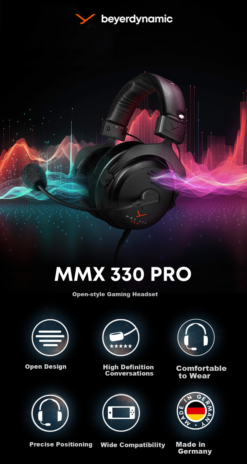 Beyerdynamic MMX 330 PRO Over-Ear Wired High-End Gaming Headset with Mic, Triangular FPS Game-Specific Sound Positioning, 48 Ohm [Gift Recommendation] 1