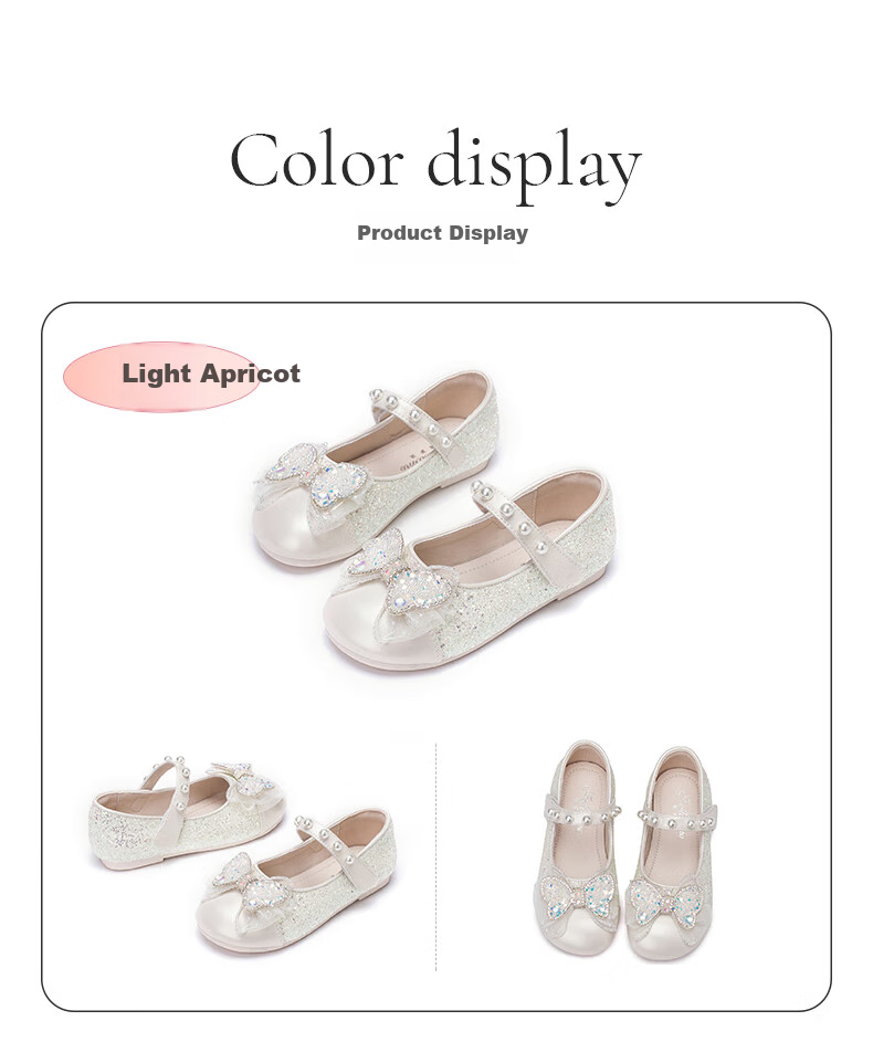 Follow Me Girls' Sequin Bow Square-Toe Princess Shoes, Soft Sole Breathable Girls' Performance Dress Shoes, Pink, Size 30 11