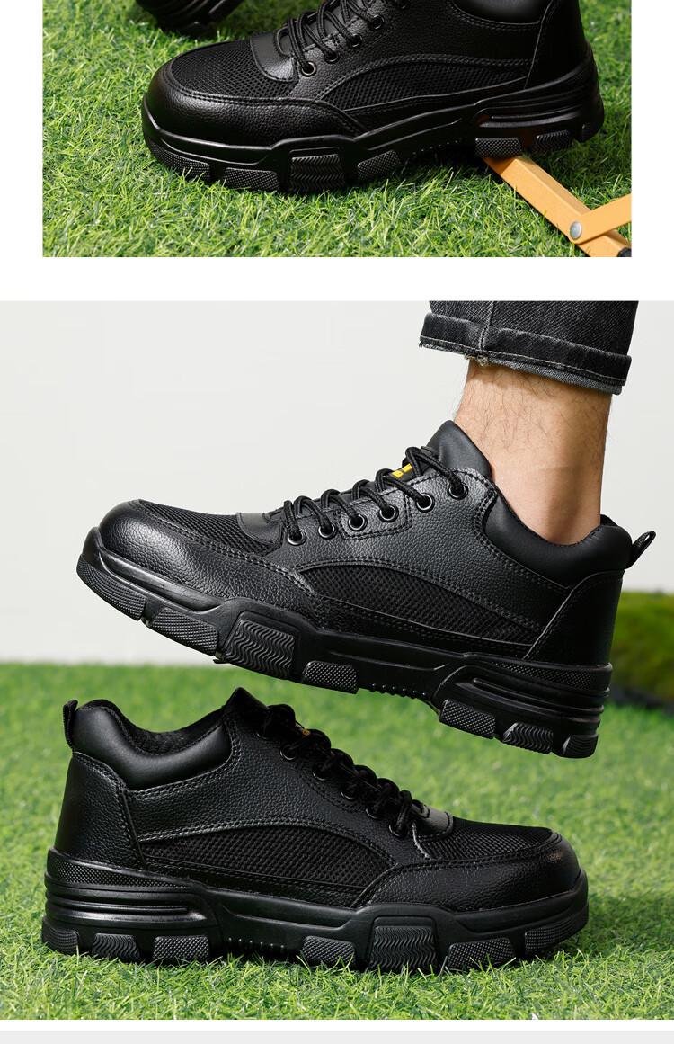 JUNBU Safety Shoes for Men, Summer Breathable Steel Toe Cap, Anti-Smashing And Puncture-Resistant, Lightweight Construction Site Work Boots 1020D Size 45 14