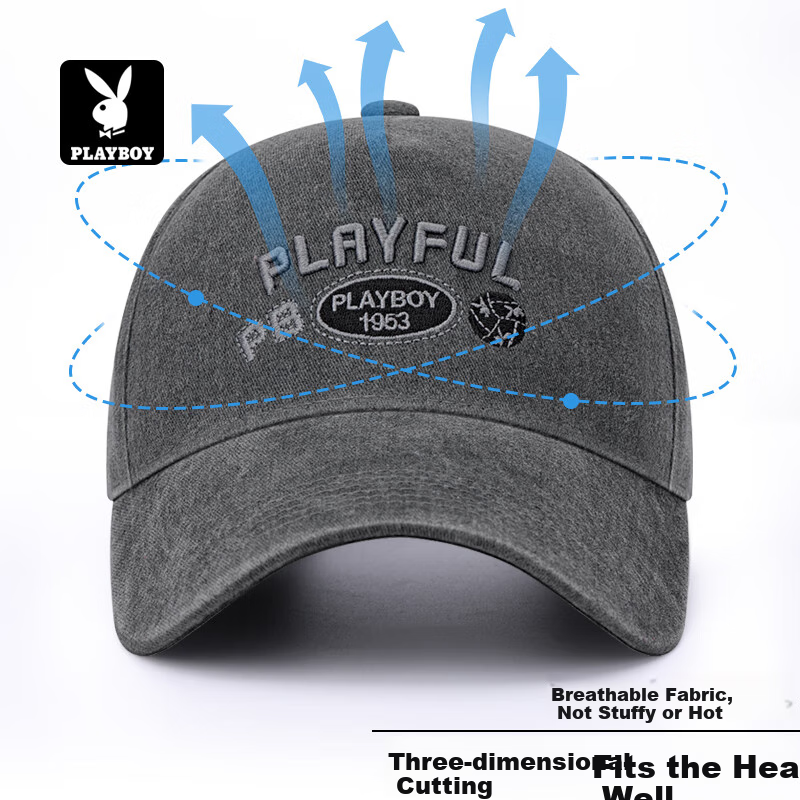 PLAYBOY Baseball Cap for Men, Spring Summer All-Season Casual Versatile Sun Protection Travel Visor Hat Outdoor UV Protection Cap for Middle-Aged Me