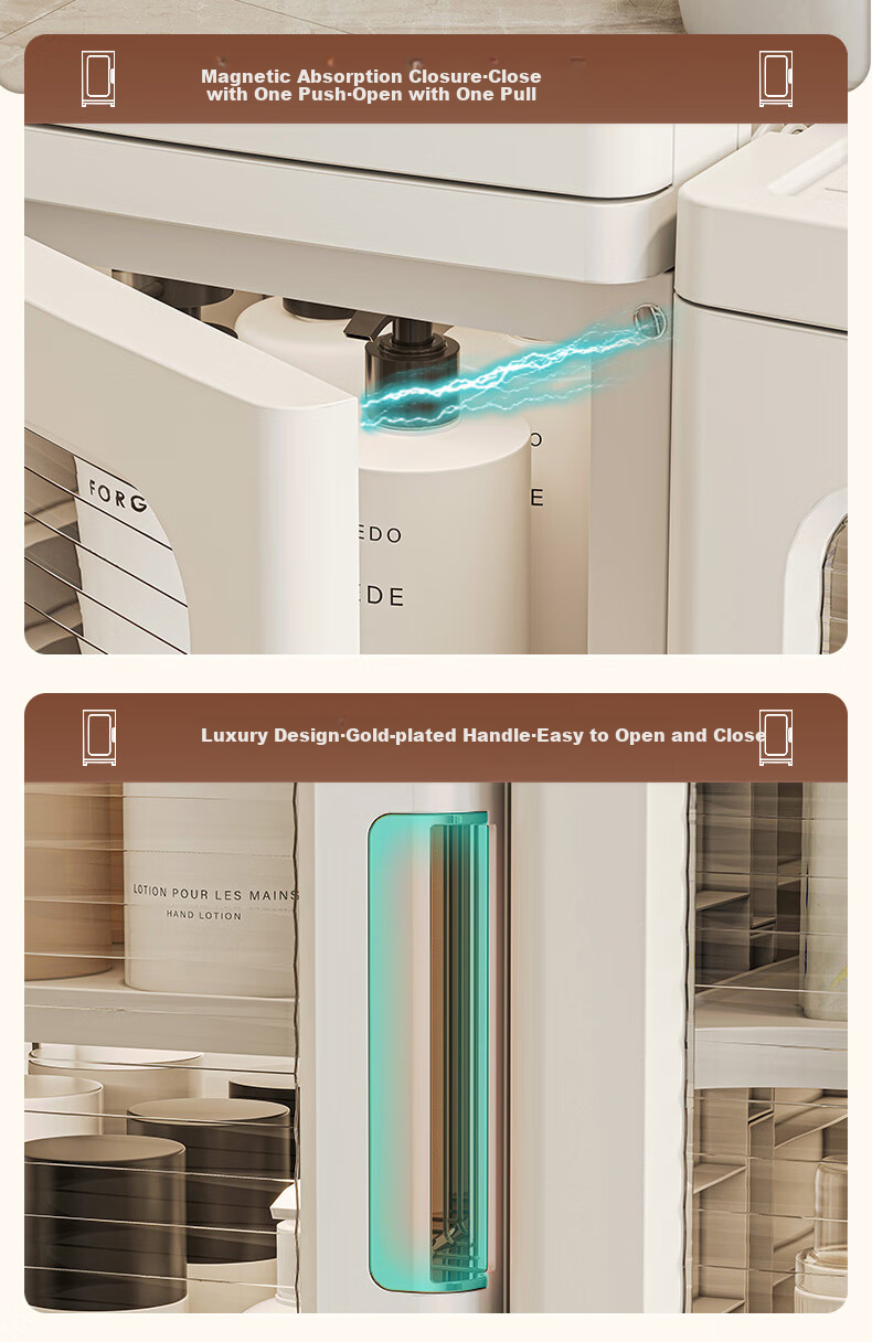 JEKO&JEKO Kitchen Storage Rack, Narrow Cabinet Organizer, Spice Shelf, Multifunctional Trolley, Dish Cabinet, Kitchen Cabinet, 3 Layers 7
