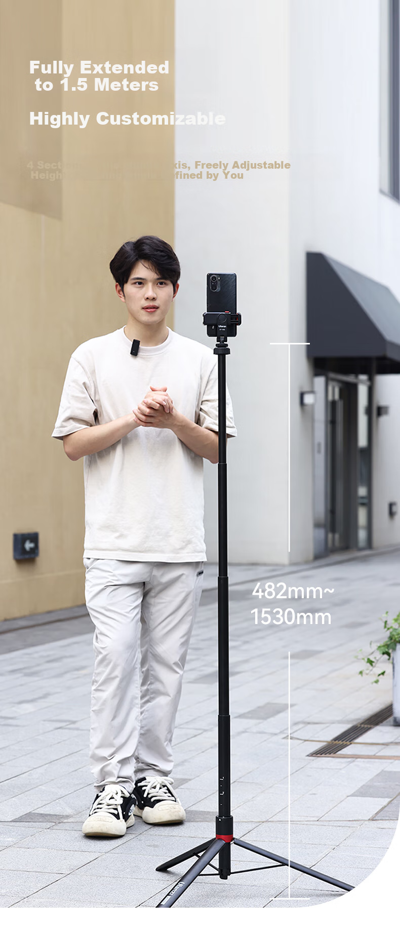 Ulanzi AT-04 Roller Tripod Storage Bag, Outdoor Mini Phone Mirrorless DSLR Gimbal Live Streaming Mobile Photography Selfie Stick with Handheld Tripod, Desktop Stand 5