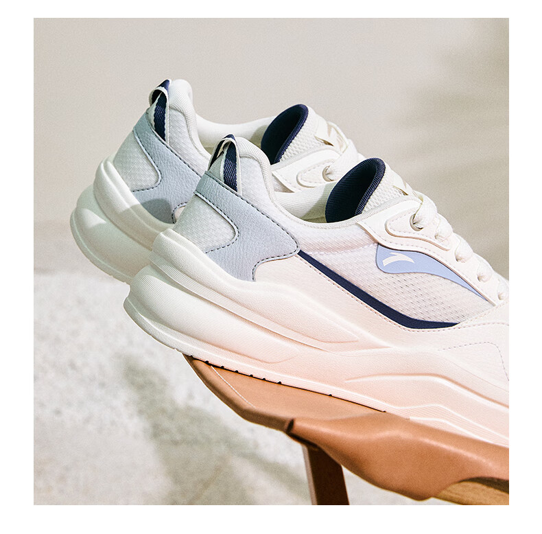 Anta Jiao Tan V1 Men's Casual Sneakers Leather Mesh Breathable Soft Thick Sole Height Increasing White Sports Shoes 13
