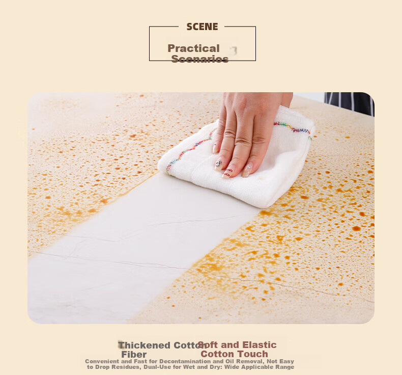 COODORA Cotton Soft Cleaning Cloth 30x30cm 10-Pack, 9-Layer Thickened Kitchen Dishcloth, Household Oil Removal and Strong Water Absorption Towel 7