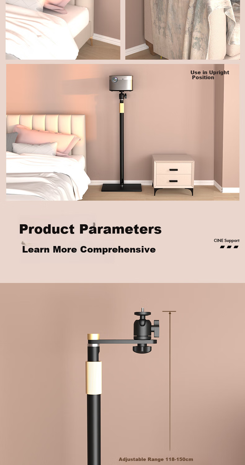 CINE Projector Stand, Floor-Standing, Wall-Mounted, Bedside, No Drilling Required, Suitable for XGIMI H3S, H6, Jianuo N3, N5, Dangbei X7, Hisense, Xiaomi, Xiaoming, Dayan Orange Projectors, PB20 5