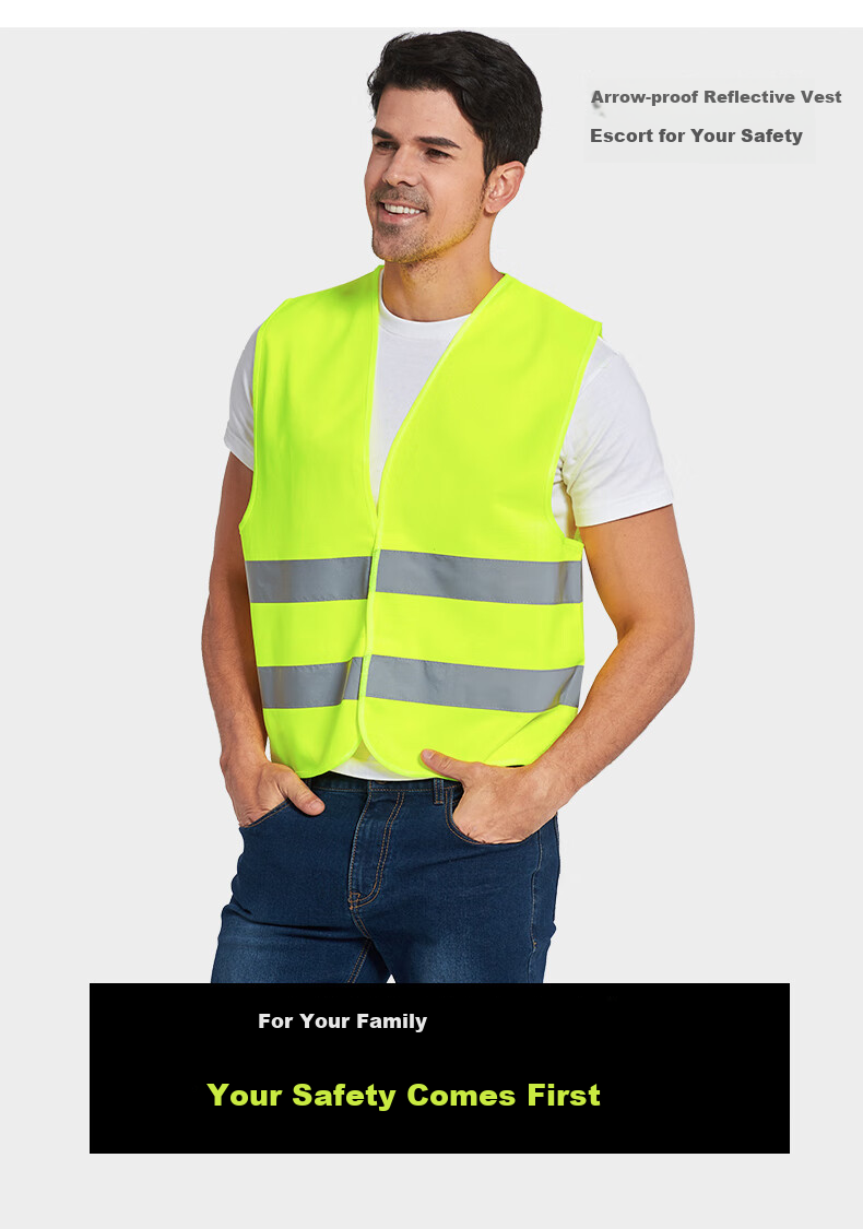 DANGJIAN Reflective Vest, High-Visibility One-Size Safety Command Vest, Velcro Style, Orange 2