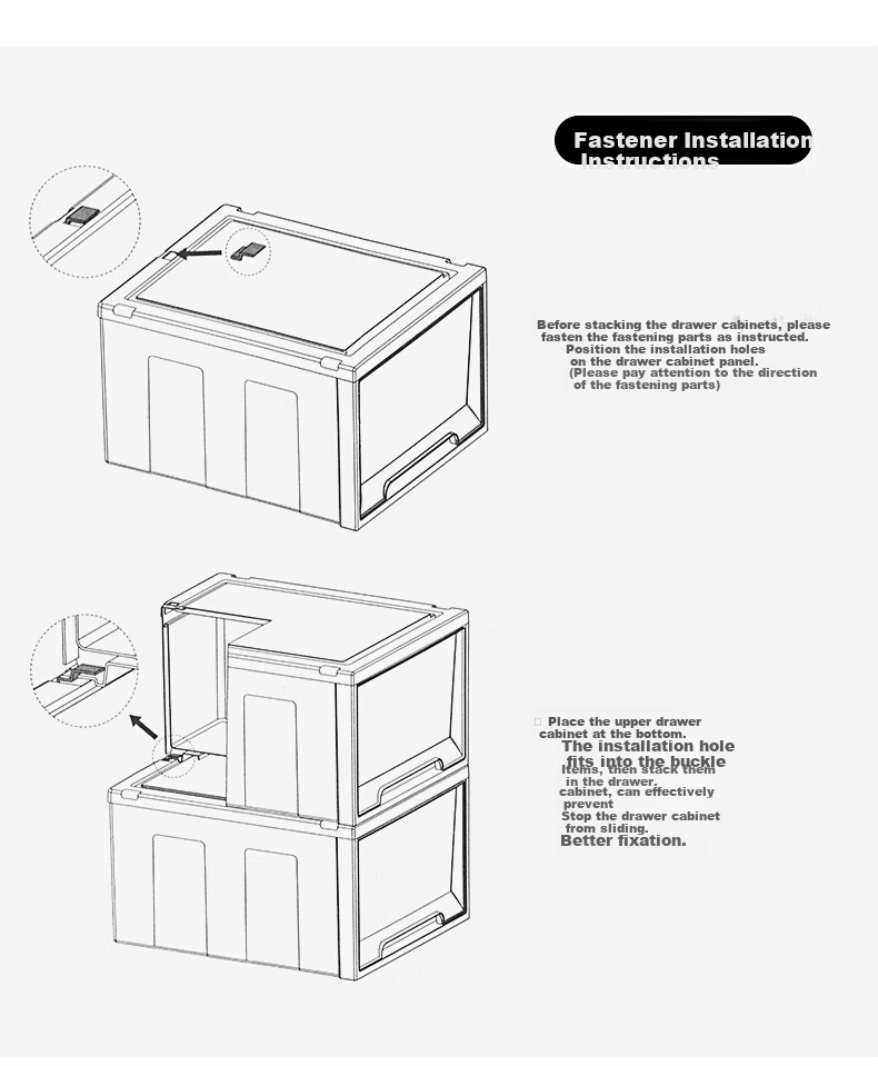 JEKO&JEKO Drawer-Style Clothes Storage Box, Organizer Container, Stackable Drawer Cabinet, Toy Storage Box, 55L, Set of 3 10