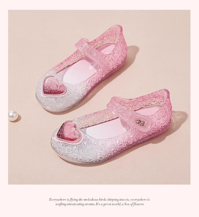 Follow Me Girls' Sandals Children's Jelly Shoes Princess Style Shoes Soft-Soled Non-Slip Casual Shoes Light Blue Size 30 9