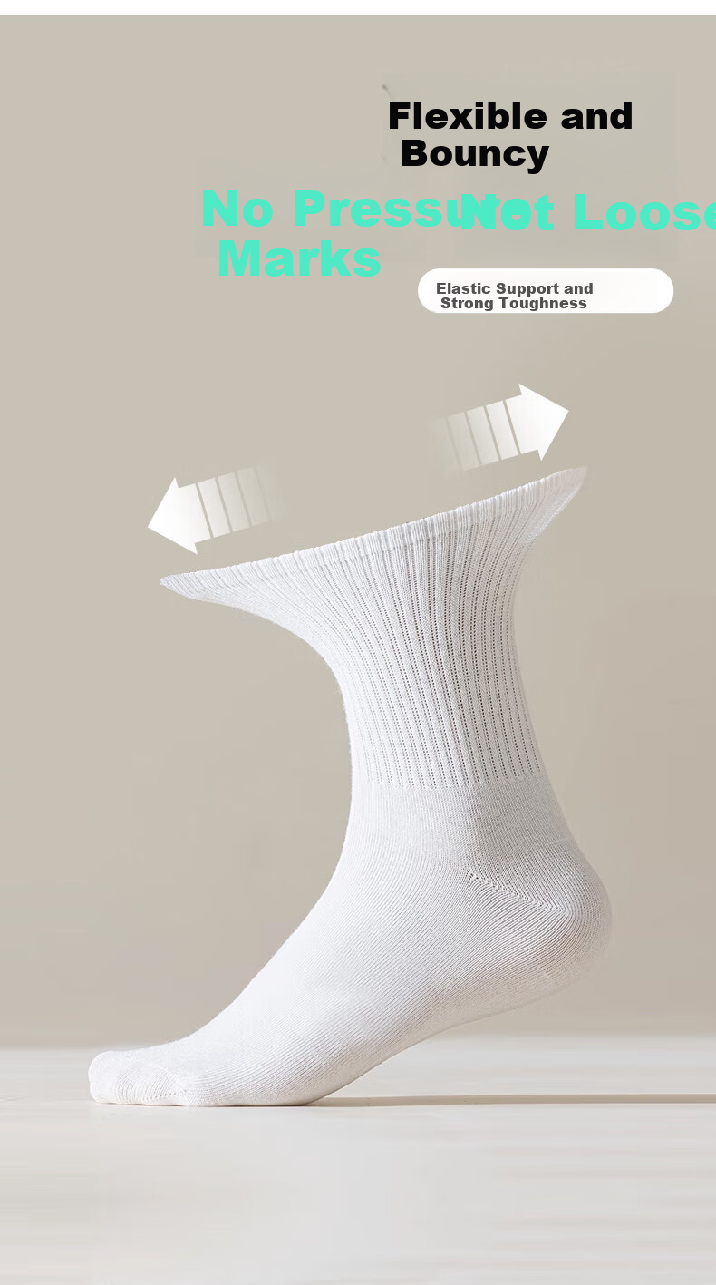 NOLANSEND Disposable Socks, Portable, Sweat-Absorbing, No-Wash Mid-Calf Socks, Essential for Military Training And Students, Black, 10 Pairs Per Pack 2