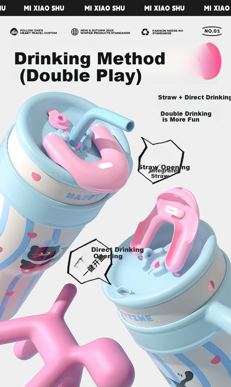 Mixiaoshu Straw Insulated Cup for Pregnant Women, Elderly, Ladies, And Those in Bed, 316 Stainless Steel Anti-Choking Nursing Water Cup 6