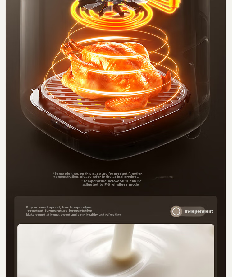 Joyoung Home 6.5L Large Capacity Electric Air Fryer with Upper And Lower Heating, No-Flip Design, Visible Window, 5 Cooking Modes, Adjustable Texture, Air Fryer KL65-V573 23