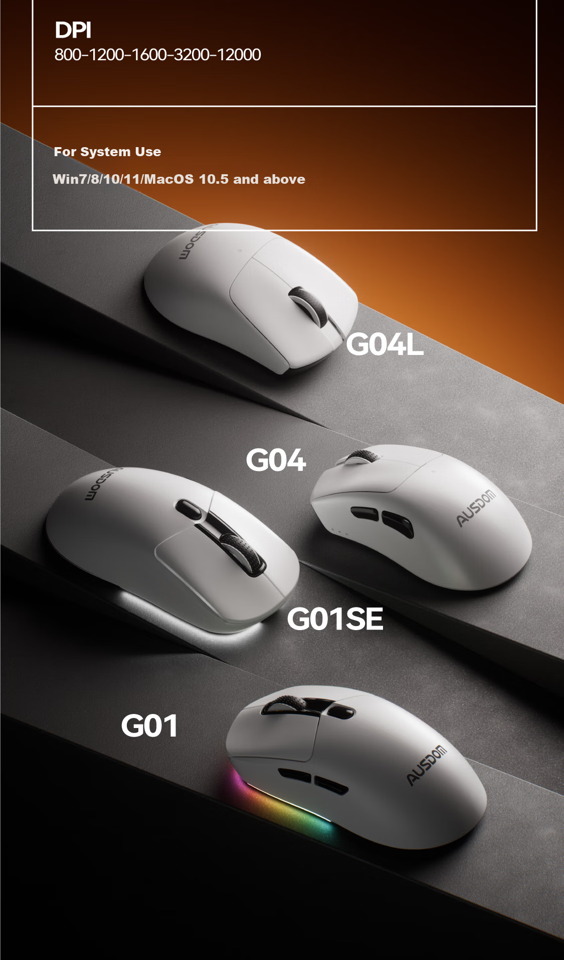 AUSDOM G04L Wireless Mouse for Gaming, E-Sports, Office, Bluetooth Mouse Wired/2.4G/Bluetooth Triple-Mode Right-Handed Ergonomic Lightweight Design with 800mAh Long Battery Life 12