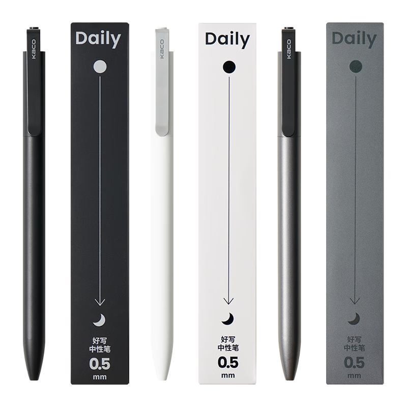 KACO Daily Retractable Gel Pen, Business Signature Pen, 0.5mm Black Ink, Metal Clip, Large Capacity 800ml, Quick-Drying Smooth Writing, Student Exam Pen, 1 Piece