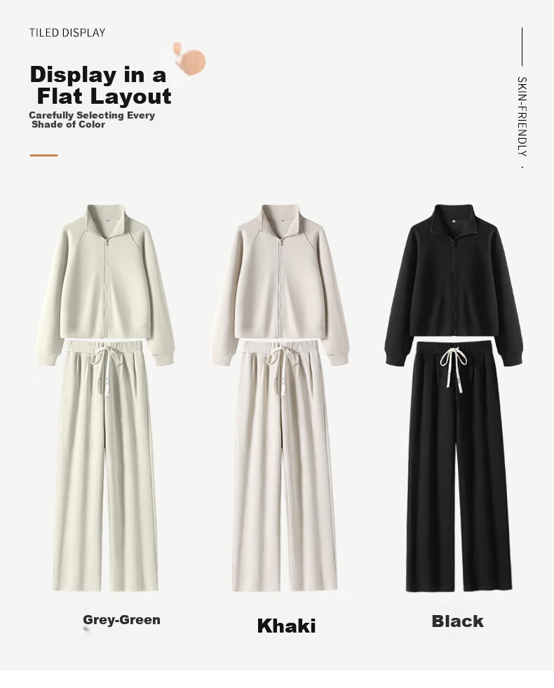 MJ STYLE Starry Sky Cotton Casual Women's Outfit, Spring And Autumn 2026 New Style, Stand-Up Collar Short Cardigan Jacket, Straight Wide-Leg Pants Two-Piece Set 14