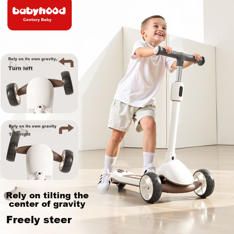 Babyhood Children's Scooter for Ages 3-14, Ride-On And Rideable Balance Bike for Boys And Girls, Foldable Single Board Model Gift