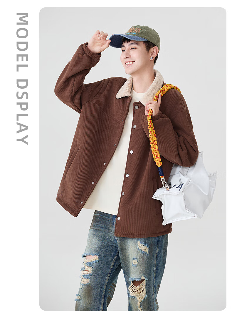 Baleno Corduroy Sherpa Jacket Men Winter Heavyweight Warm Casual Versatile Men's Jacket Trendy Retro Youth Clothing 6